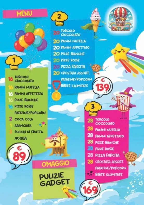 I tre menù buffet